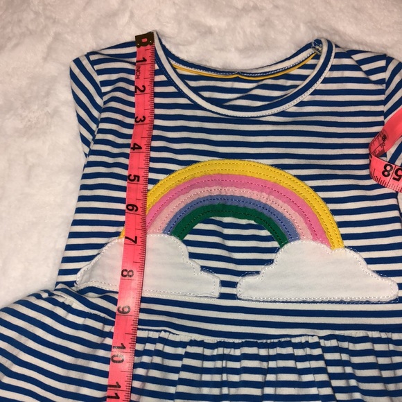 Long Sleeve Striped Appliqué Cotton Shirt Dress with Rainbow 🌈 - Picture 9 of 14